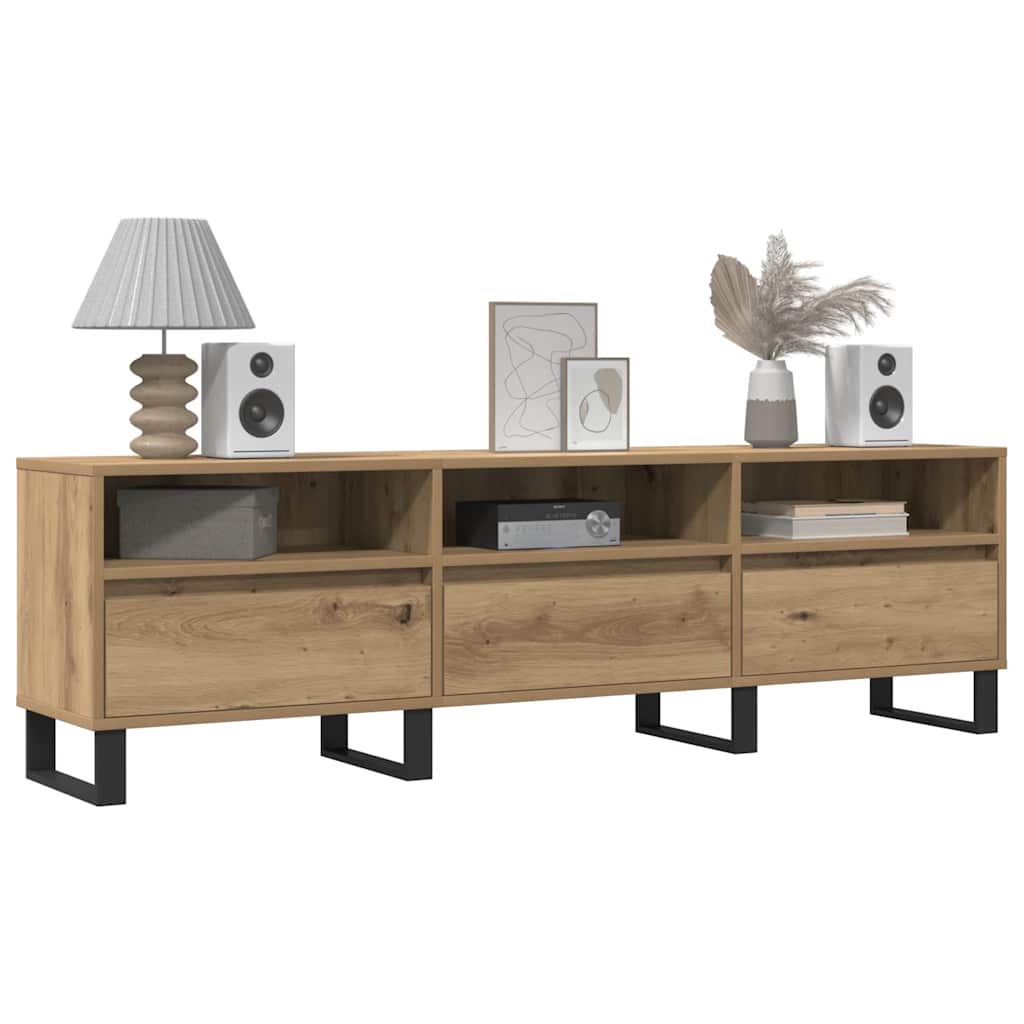 Tv-meubel 150x30x44,5 cm bewerkt hout artisanaal eikenkleur is nu te koop bij PeponiXL, paradijselijk wonen!