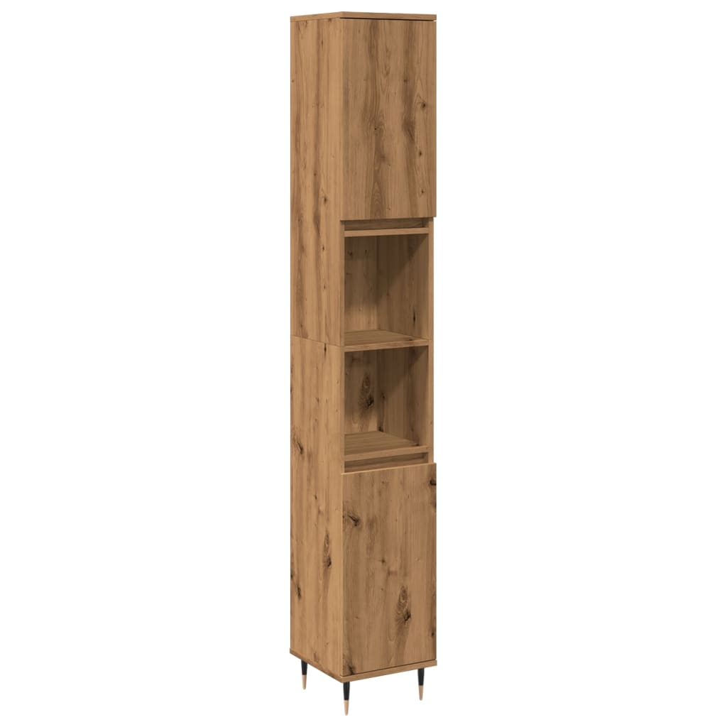 Badkamerkast 30x30x190 cm bewerkt hout artisanaal eikenkleurig is nu te koop bij PeponiXL, paradijselijk wonen!