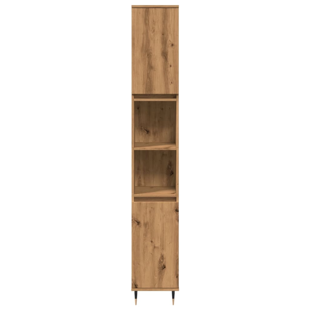 Badkamerkast 30x30x190 cm bewerkt hout artisanaal eikenkleurig is nu te koop bij PeponiXL, paradijselijk wonen!