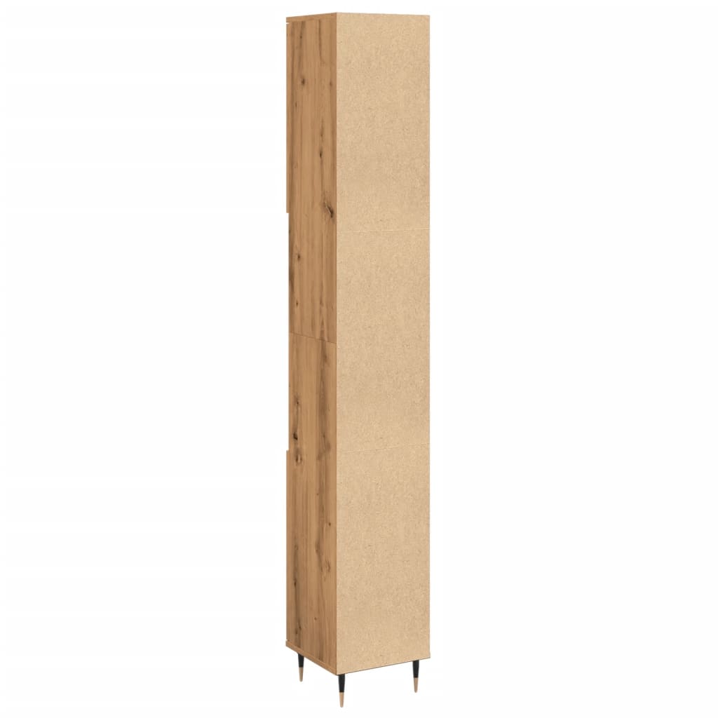 Badkamerkast 30x30x190 cm bewerkt hout artisanaal eikenkleurig is nu te koop bij PeponiXL, paradijselijk wonen!