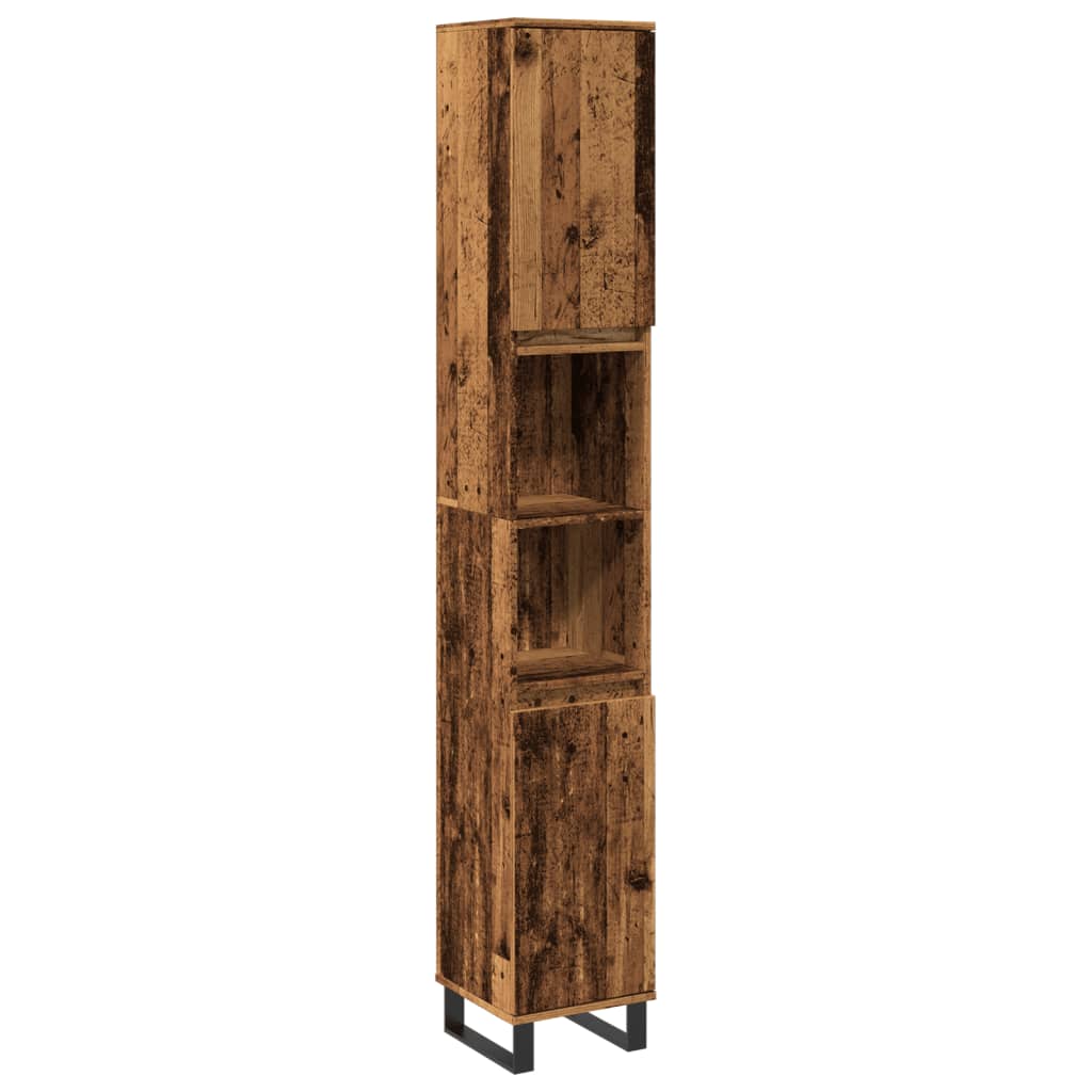 Badkamerkast 30x30x190 cm bewerkt hout oud houtkleurig is nu te koop bij PeponiXL, paradijselijk wonen!
