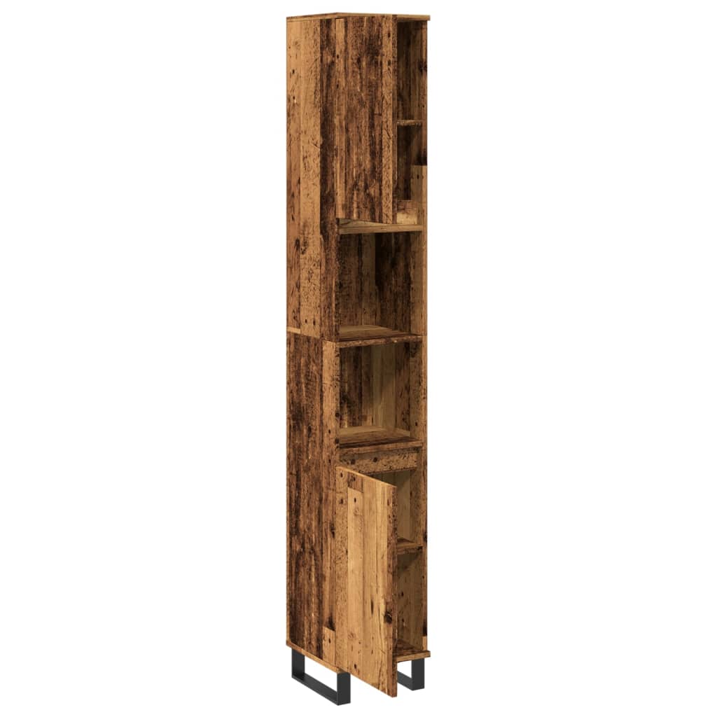Badkamerkast 30x30x190 cm bewerkt hout oud houtkleurig is nu te koop bij PeponiXL, paradijselijk wonen!