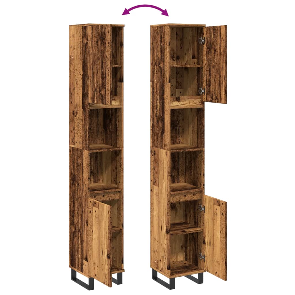 Badkamerkast 30x30x190 cm bewerkt hout oud houtkleurig is nu te koop bij PeponiXL, paradijselijk wonen!