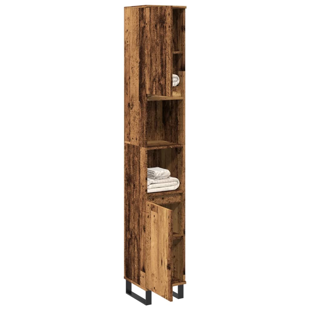 Badkamerkast 30x30x190 cm bewerkt hout oud houtkleurig is nu te koop bij PeponiXL, paradijselijk wonen!