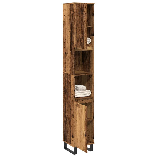 Badkamerkast 30x30x190 cm bewerkt hout oud houtkleurig is nu te koop bij PeponiXL, paradijselijk wonen!