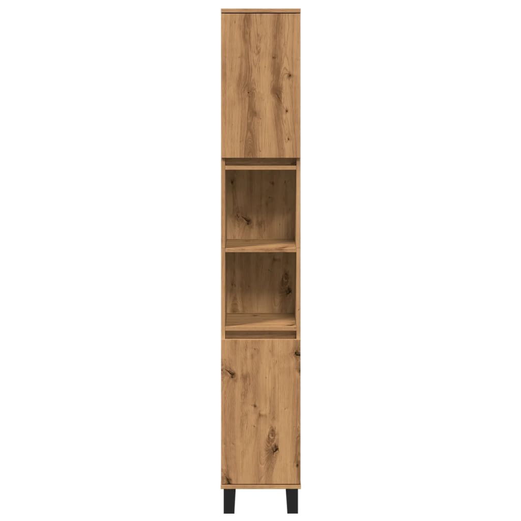 Badkamerkast 30x30x190 cm bewerkt hout artisanaal eikenkleurig is nu te koop bij PeponiXL, paradijselijk wonen!