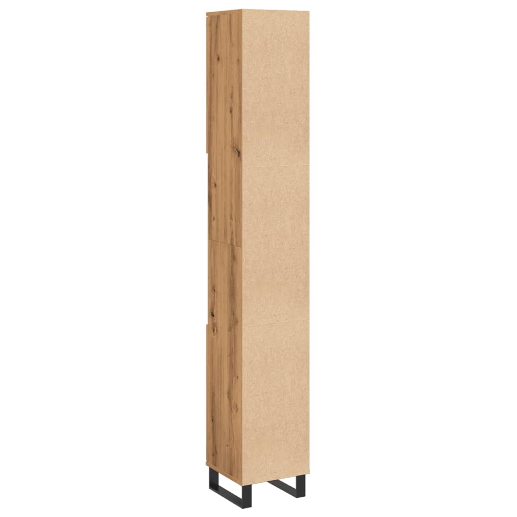 Badkamerkast 30x30x190 cm bewerkt hout artisanaal eikenkleurig is nu te koop bij PeponiXL, paradijselijk wonen!