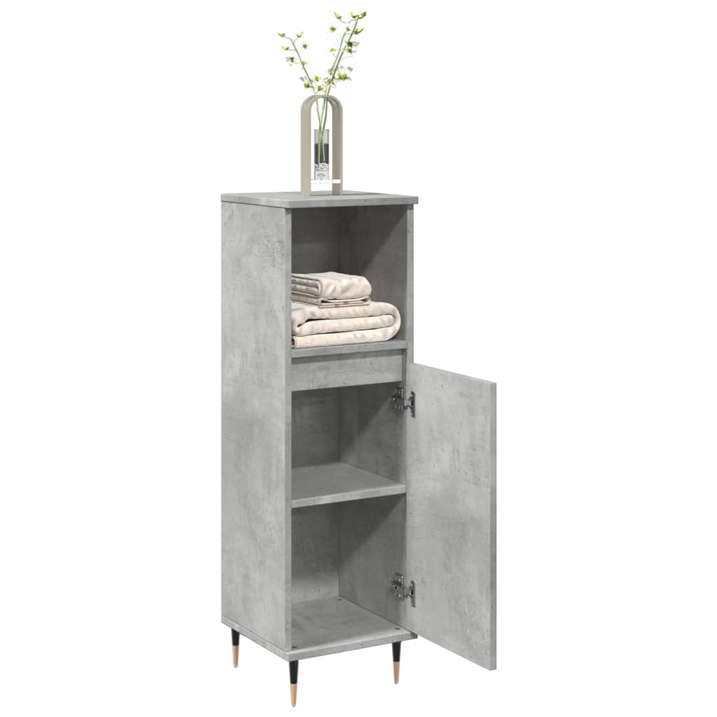 Badkamerkast 30x30x100 cm bewerkt hout betongrijs is nu te koop bij PeponiXL, paradijselijk wonen!
