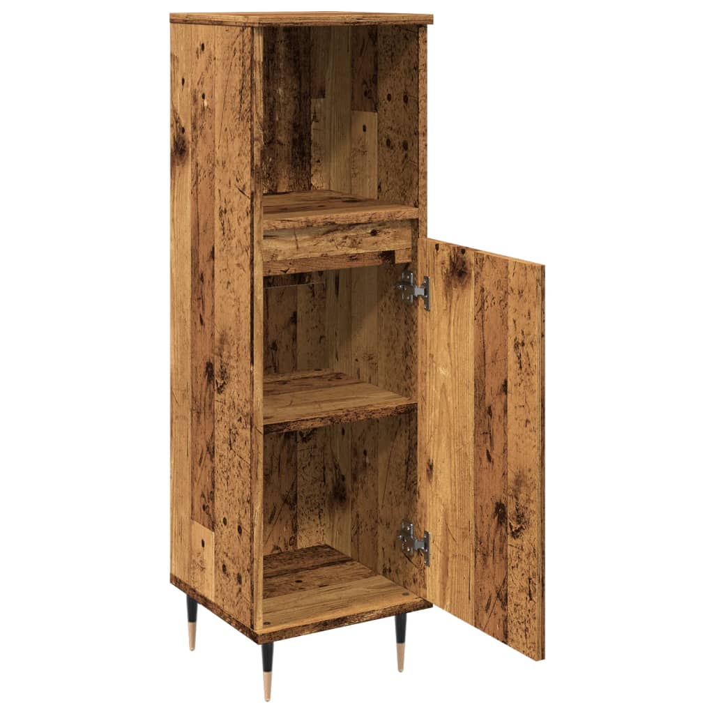 Badkamerkast 30x30x100 cm bewerkt hout oud houtkleurig is nu te koop bij PeponiXL, paradijselijk wonen!