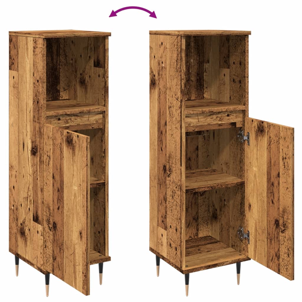 Badkamerkast 30x30x100 cm bewerkt hout oud houtkleurig is nu te koop bij PeponiXL, paradijselijk wonen!