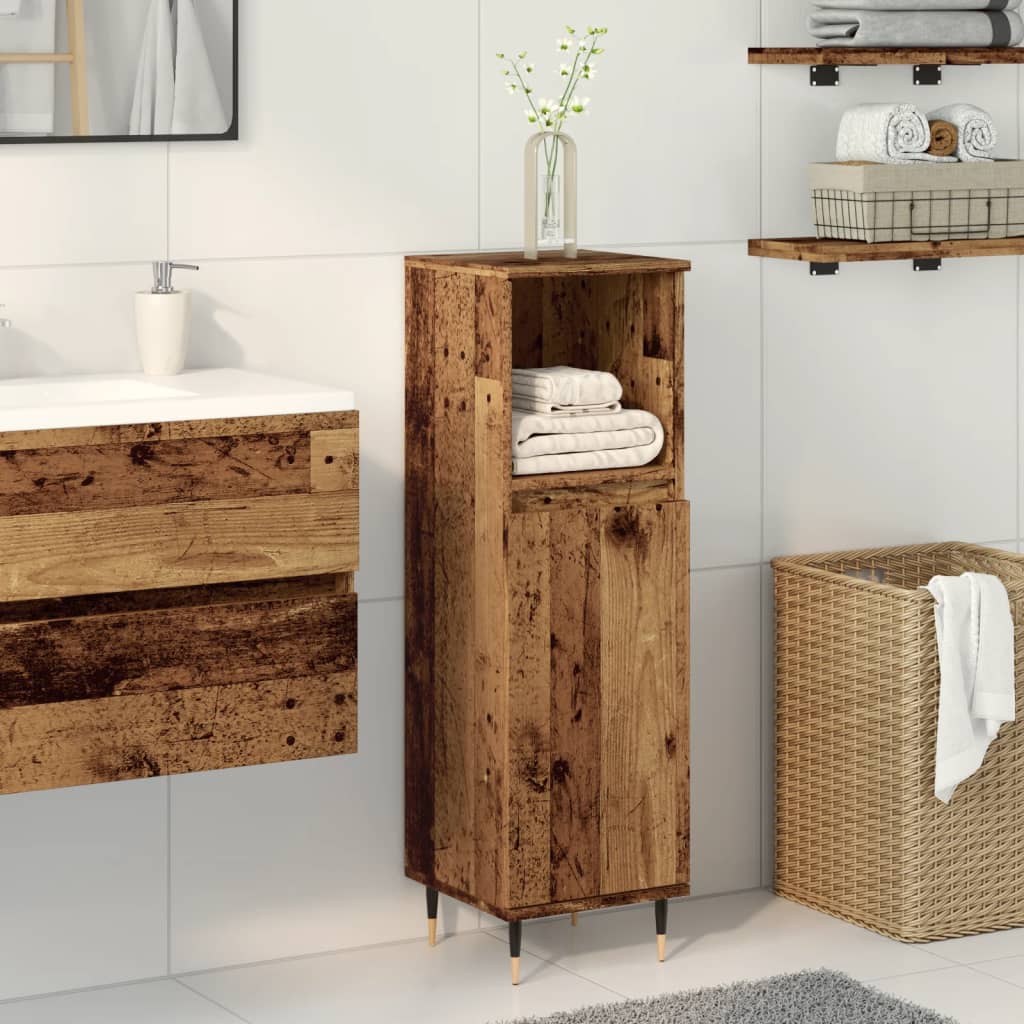 Badkamerkast 30x30x100 cm bewerkt hout oud houtkleurig is nu te koop bij PeponiXL, paradijselijk wonen!