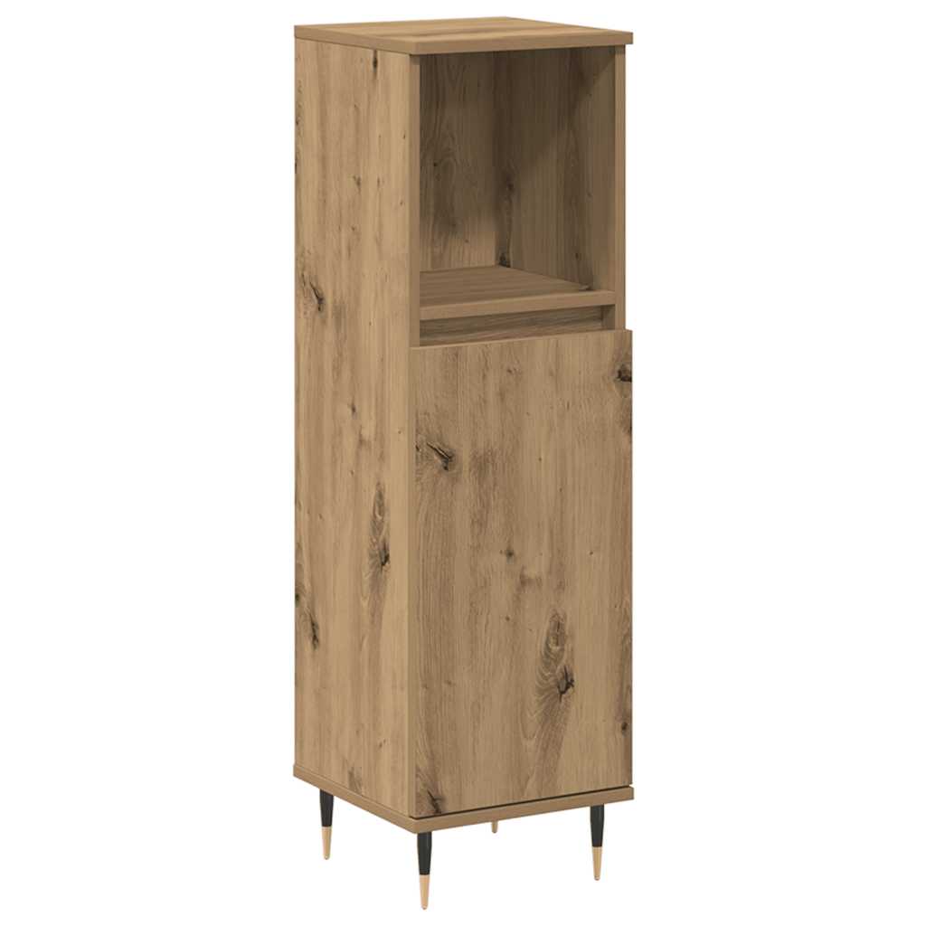 Badkamerkast 30x30x100 cm bewerkt hout artisanaal eikenkleurig is nu te koop bij PeponiXL, paradijselijk wonen!