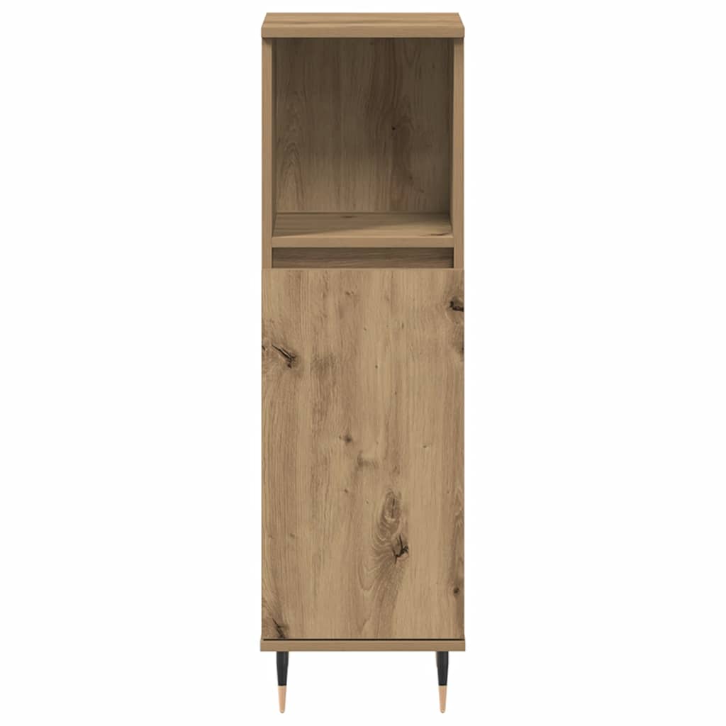 Badkamerkast 30x30x100 cm bewerkt hout artisanaal eikenkleurig is nu te koop bij PeponiXL, paradijselijk wonen!