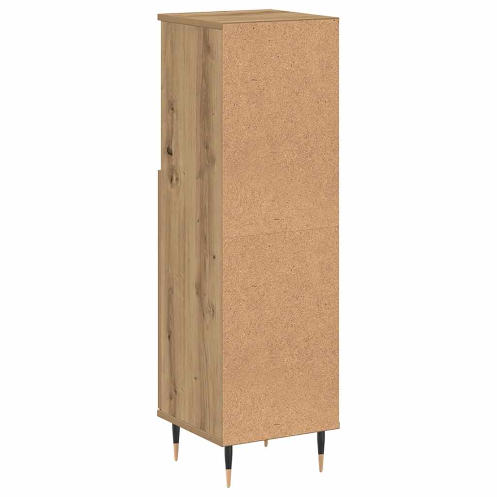Badkamerkast 30x30x100 cm bewerkt hout artisanaal eikenkleurig is nu te koop bij PeponiXL, paradijselijk wonen!
