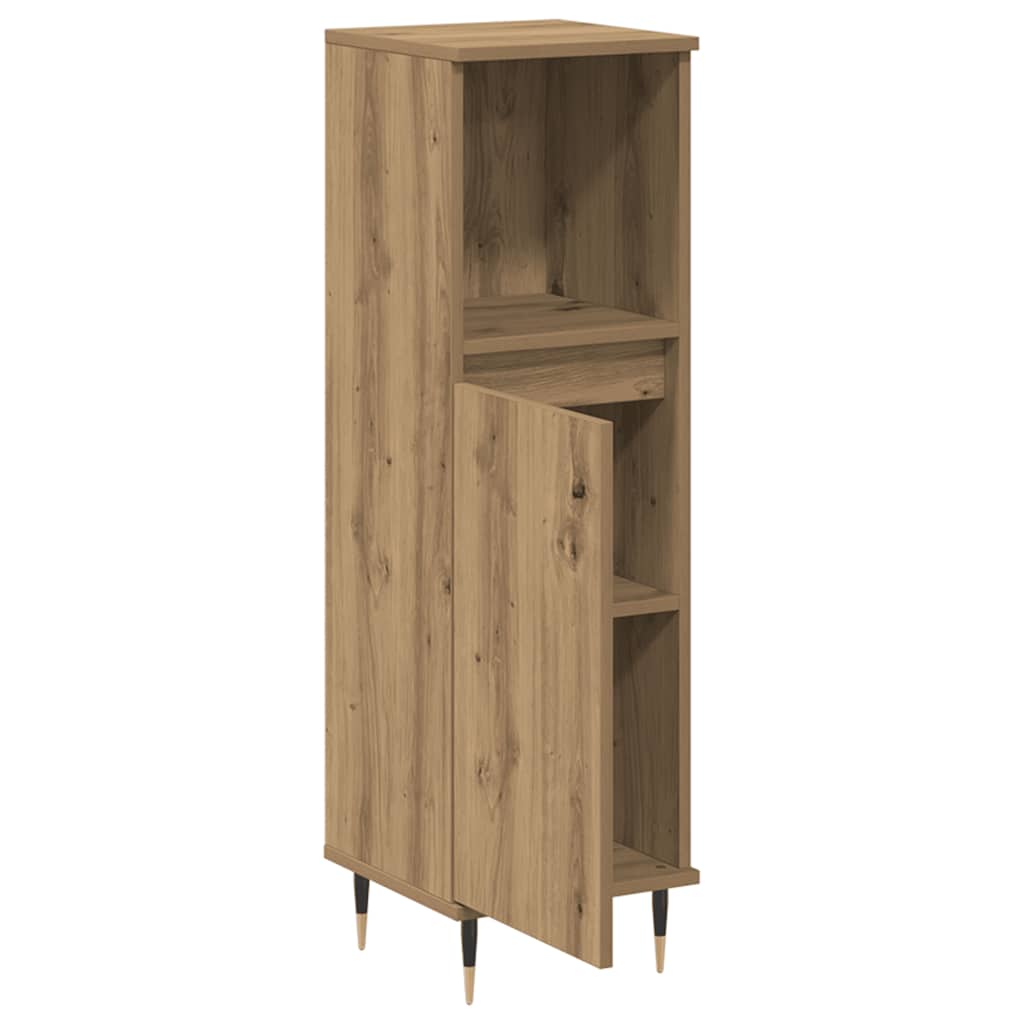 Badkamerkast 30x30x100 cm bewerkt hout artisanaal eikenkleurig is nu te koop bij PeponiXL, paradijselijk wonen!