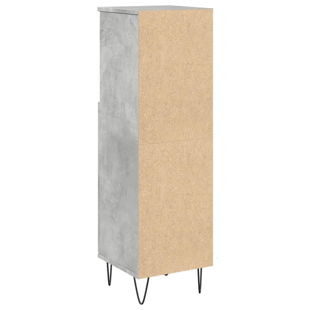 Badkamerkast 30x30x100 cm bewerkt hout betongrijs is nu te koop bij PeponiXL, paradijselijk wonen!