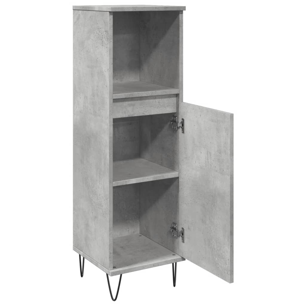 Badkamerkast 30x30x100 cm bewerkt hout betongrijs is nu te koop bij PeponiXL, paradijselijk wonen!