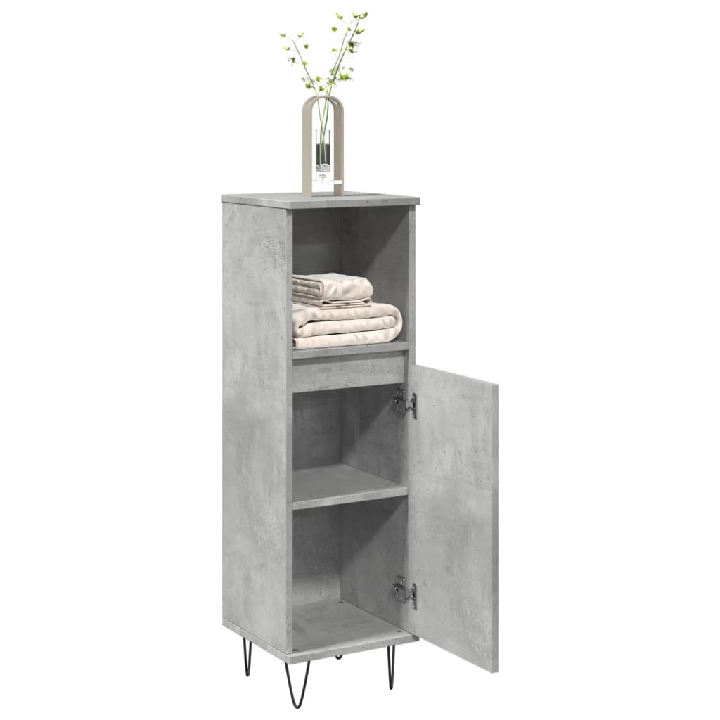 Badkamerkast 30x30x100 cm bewerkt hout betongrijs is nu te koop bij PeponiXL, paradijselijk wonen!