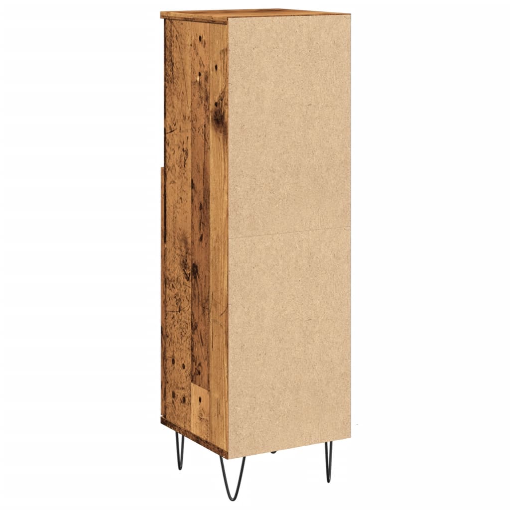 Badkamerkast 30x30x100 cm bewerkt hout oud houtkleurig is nu te koop bij PeponiXL, paradijselijk wonen!