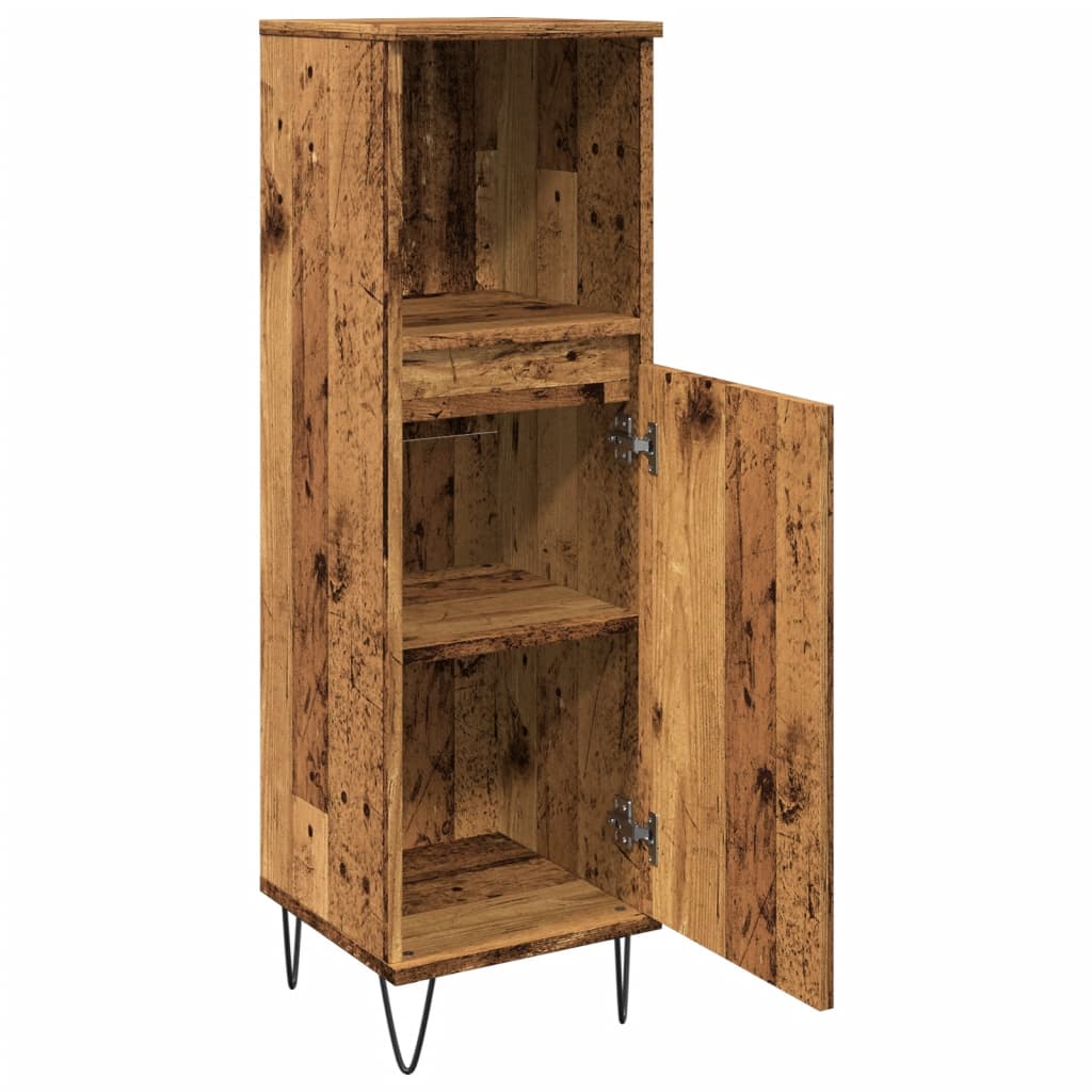 Badkamerkast 30x30x100 cm bewerkt hout oud houtkleurig is nu te koop bij PeponiXL, paradijselijk wonen!