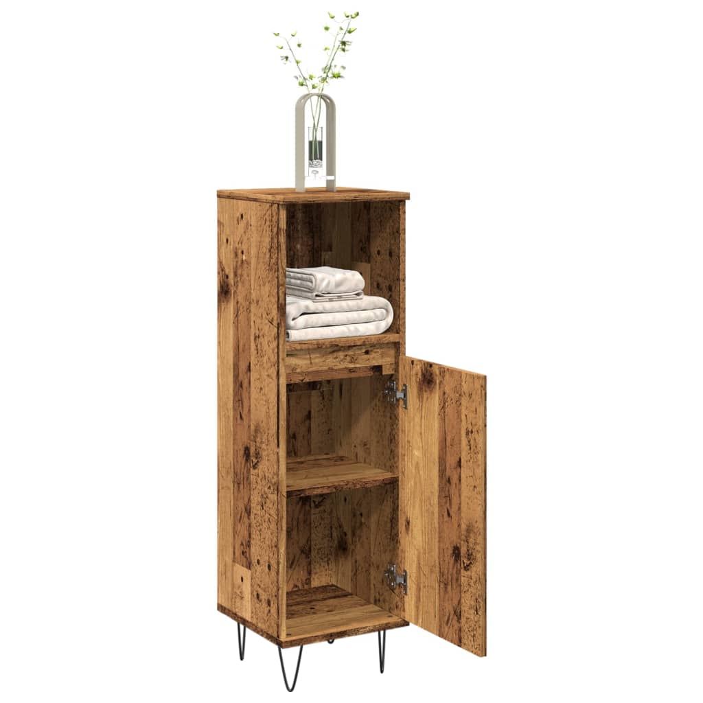 Badkamerkast 30x30x100 cm bewerkt hout oud houtkleurig is nu te koop bij PeponiXL, paradijselijk wonen!