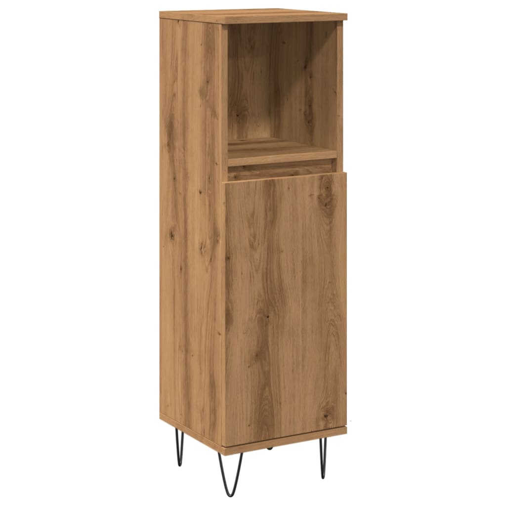 Badkamerkast 30x30x100 cm bewerkt hout artisanaal eikenkleurig is nu te koop bij PeponiXL, paradijselijk wonen!