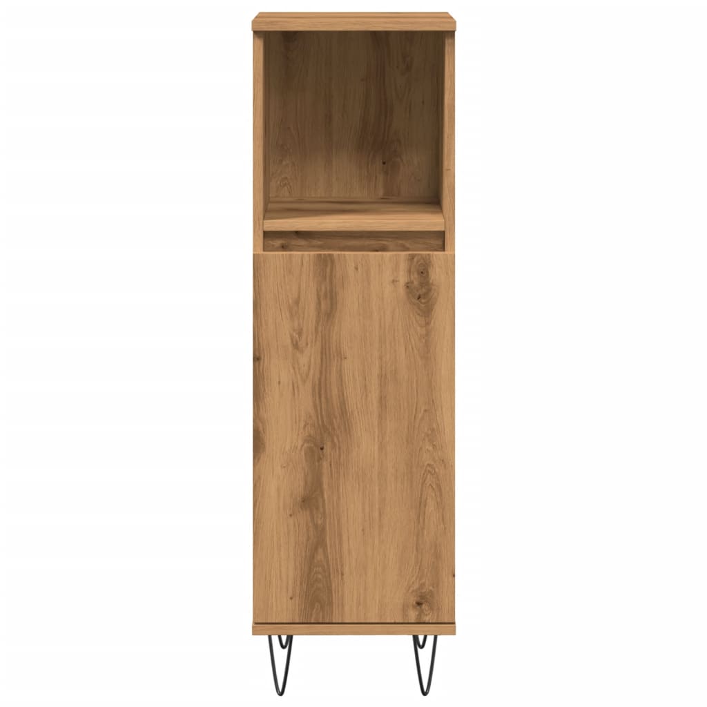 Badkamerkast 30x30x100 cm bewerkt hout artisanaal eikenkleurig is nu te koop bij PeponiXL, paradijselijk wonen!