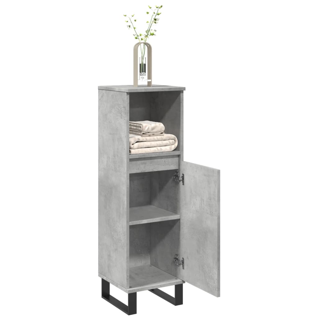 Badkamerkast 30x30x100 cm bewerkt hout betongrijs is nu te koop bij PeponiXL, paradijselijk wonen!