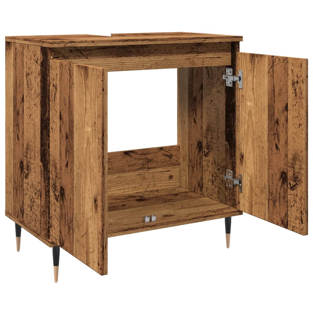 Badkamerkast 58x33x60 cm bewerkt hout oud houtkleurig is nu te koop bij PeponiXL, paradijselijk wonen!