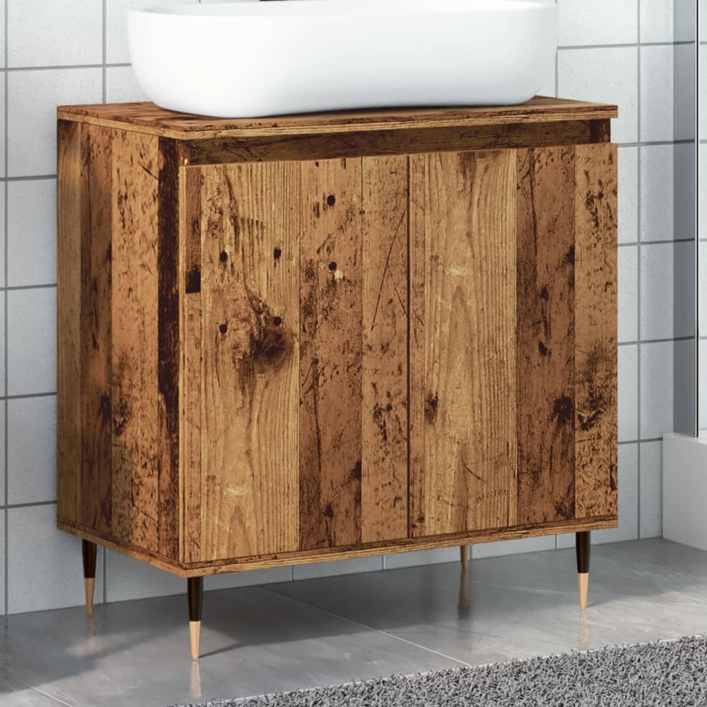 Badkamerkast 58x33x60 cm bewerkt hout oud houtkleurig is nu te koop bij PeponiXL, paradijselijk wonen!