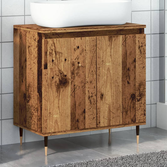 Badkamerkast 58x33x60 cm bewerkt hout oud houtkleurig is nu te koop bij PeponiXL, paradijselijk wonen!