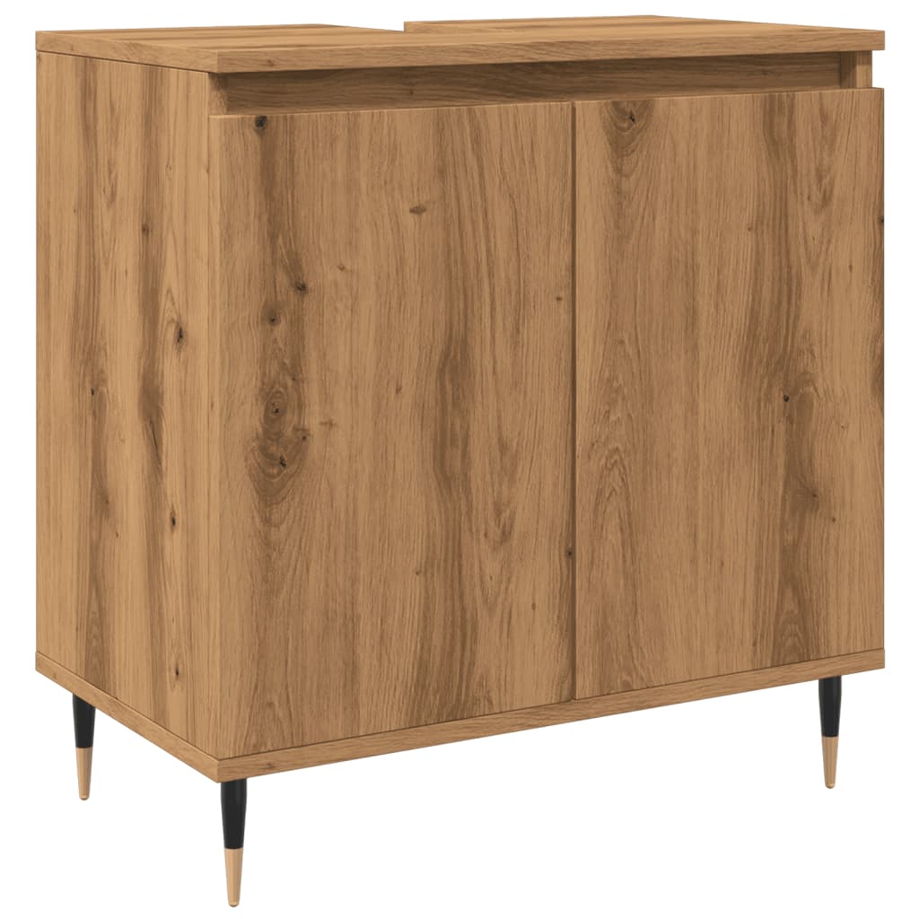 Badkamerkast 58x33x60 cm bewerkt hout artisanaal eikenkleurig is nu te koop bij PeponiXL, paradijselijk wonen!