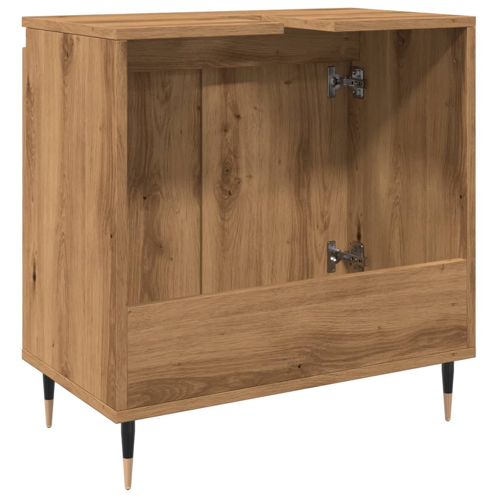 Badkamerkast 58x33x60 cm bewerkt hout artisanaal eikenkleurig is nu te koop bij PeponiXL, paradijselijk wonen!