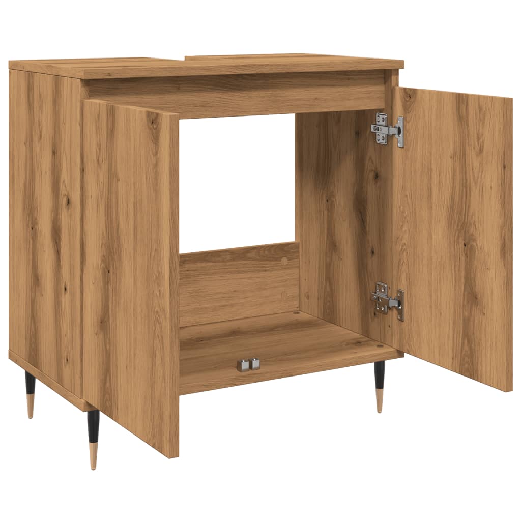 Badkamerkast 58x33x60 cm bewerkt hout artisanaal eikenkleurig is nu te koop bij PeponiXL, paradijselijk wonen!