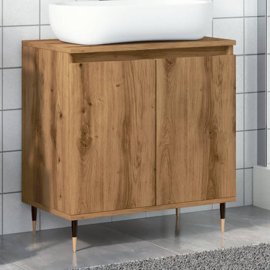 Badkamerkast 58x33x60 cm bewerkt hout artisanaal eikenkleurig is nu te koop bij PeponiXL, paradijselijk wonen!
