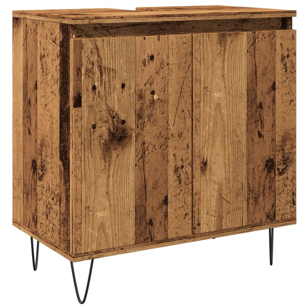 Badkamerkast 58x33x60 cm bewerkt hout oud houtkleurig is nu te koop bij PeponiXL, paradijselijk wonen!