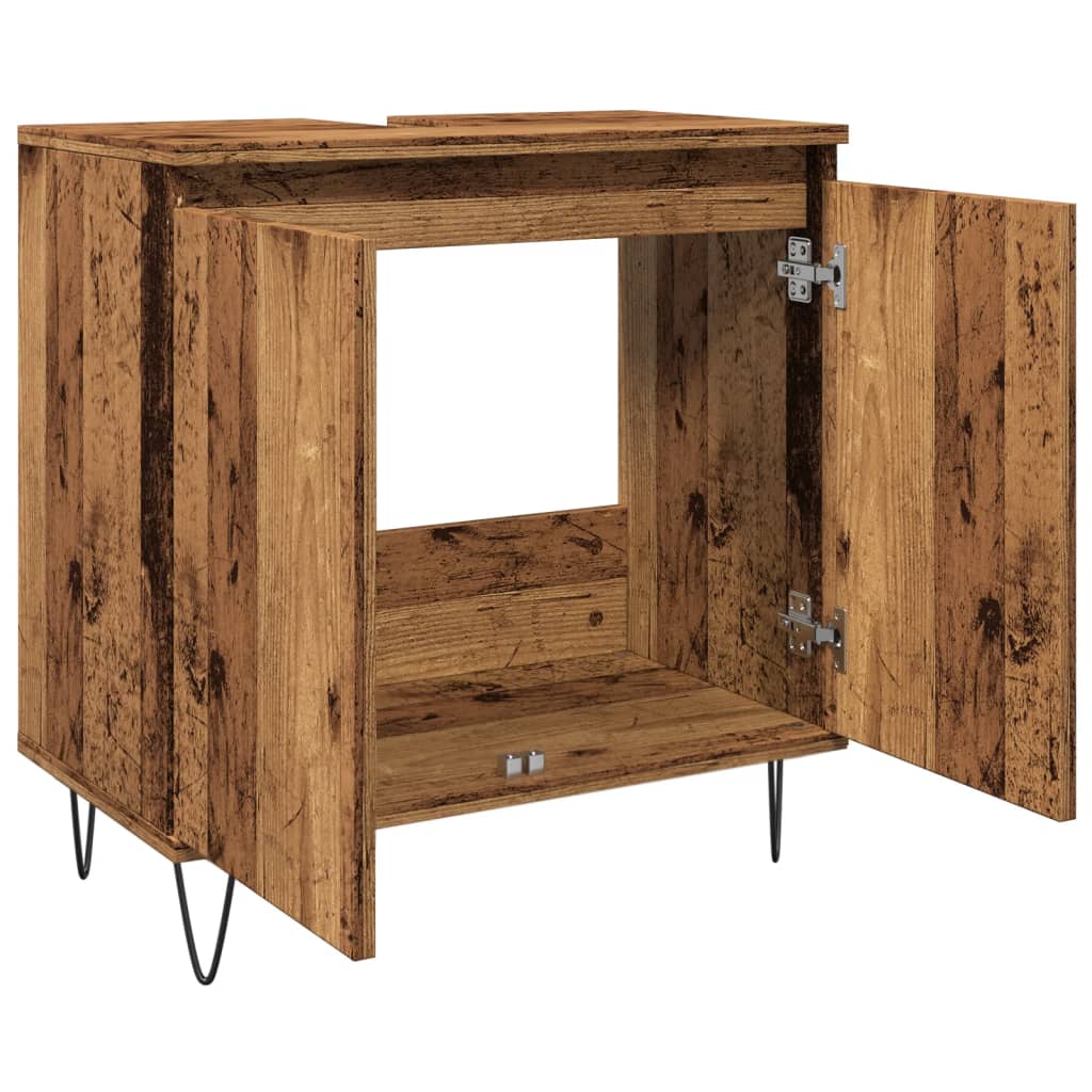 Badkamerkast 58x33x60 cm bewerkt hout oud houtkleurig is nu te koop bij PeponiXL, paradijselijk wonen!