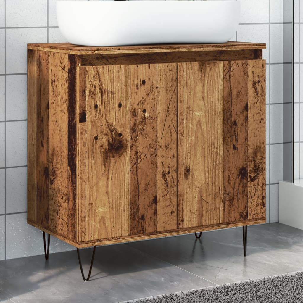 Badkamerkast 58x33x60 cm bewerkt hout oud houtkleurig is nu te koop bij PeponiXL, paradijselijk wonen!