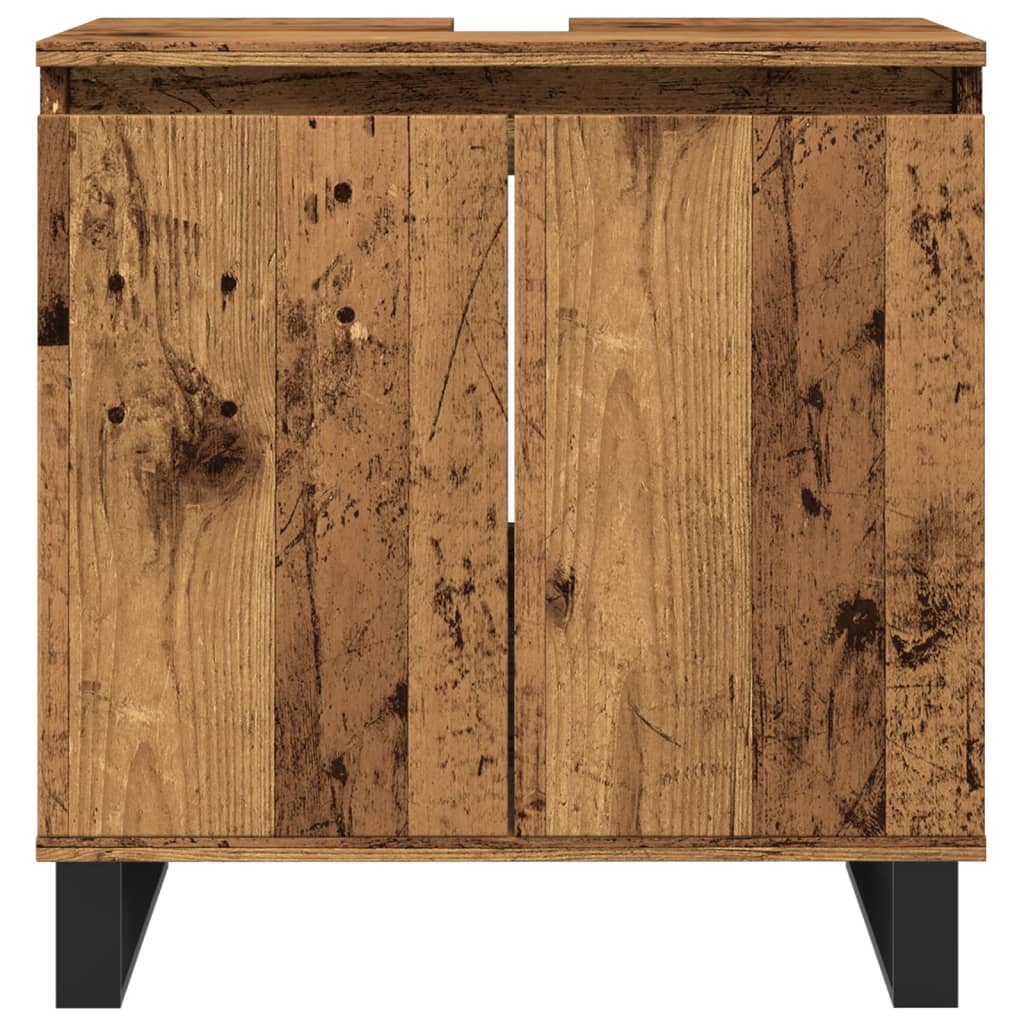 Badkamerkast 58x33x60 cm bewerkt hout oud houtkleurig is nu te koop bij PeponiXL, paradijselijk wonen!