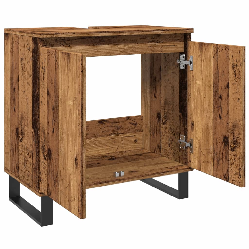 Badkamerkast 58x33x60 cm bewerkt hout oud houtkleurig is nu te koop bij PeponiXL, paradijselijk wonen!