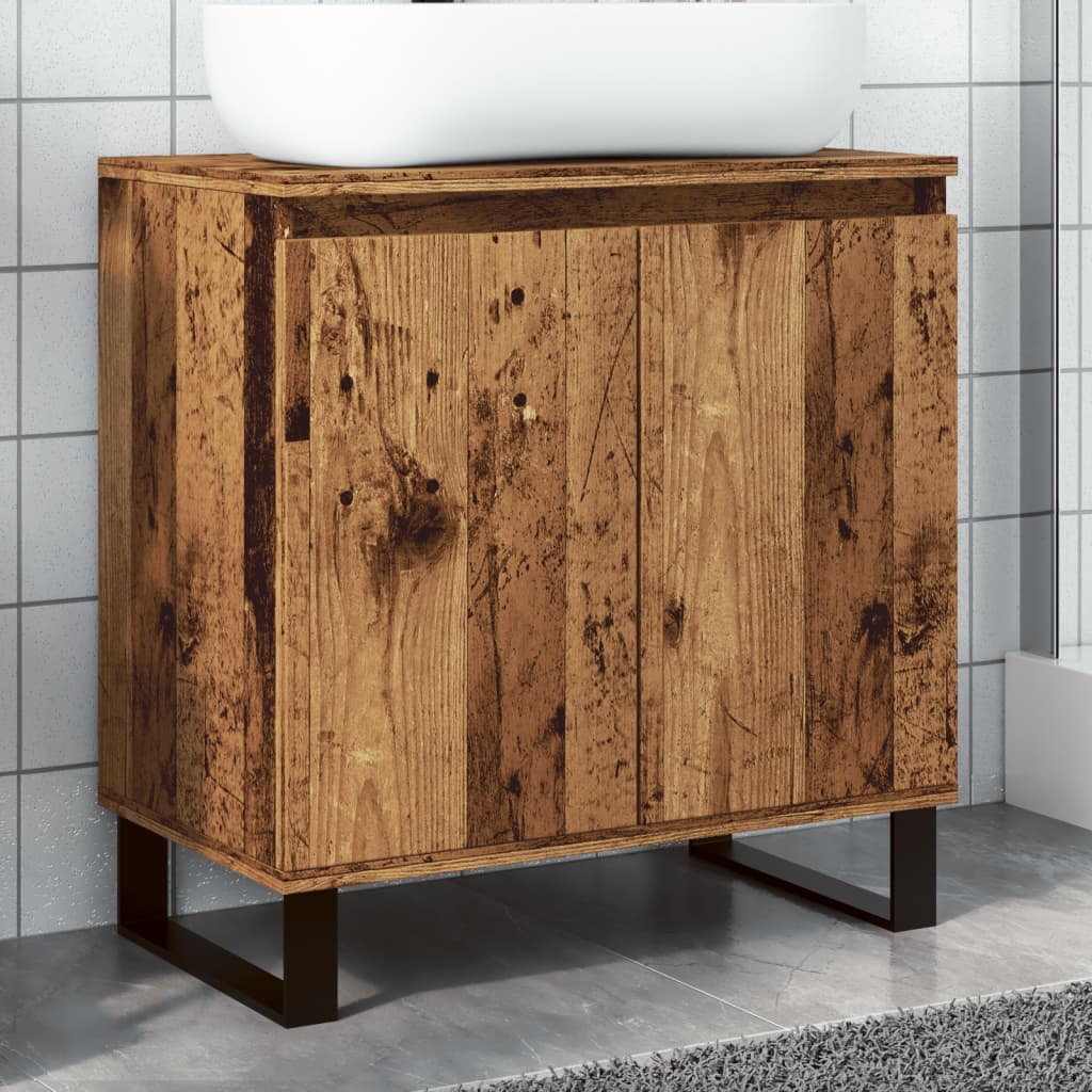 Badkamerkast 58x33x60 cm bewerkt hout oud houtkleurig is nu te koop bij PeponiXL, paradijselijk wonen!