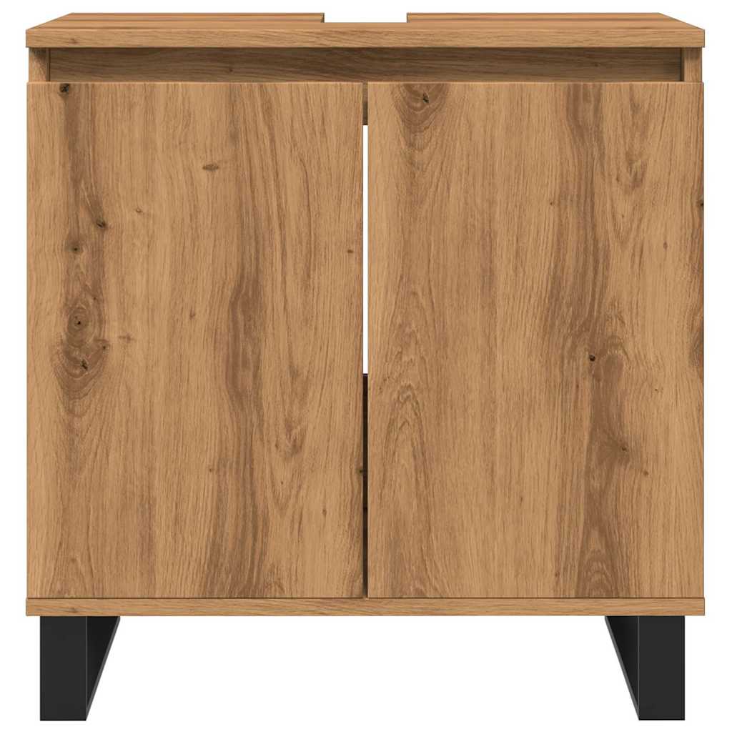 Badkamerkast 58x33x60 cm bewerkt hout artisanaal eikenkleurig is nu te koop bij PeponiXL, paradijselijk wonen!