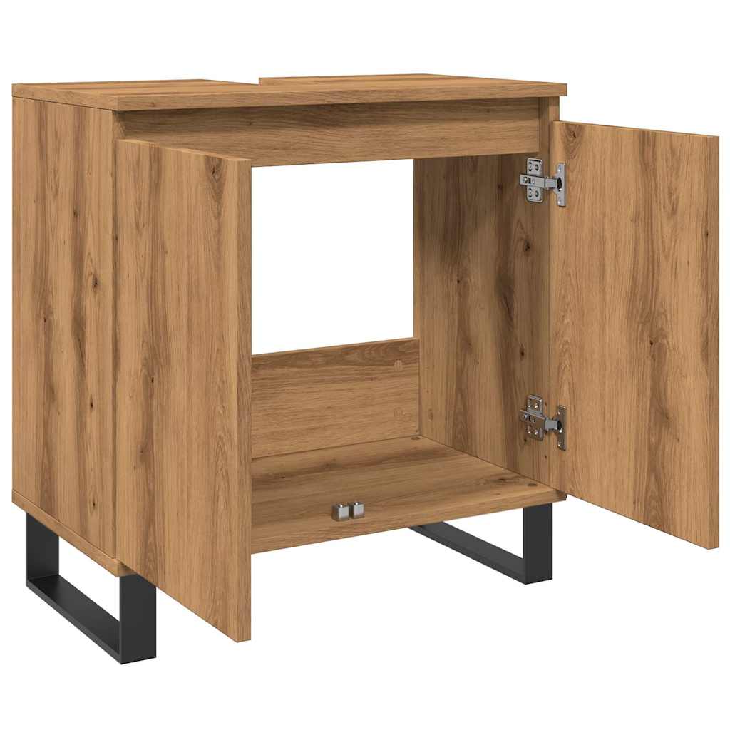 Badkamerkast 58x33x60 cm bewerkt hout artisanaal eikenkleurig is nu te koop bij PeponiXL, paradijselijk wonen!