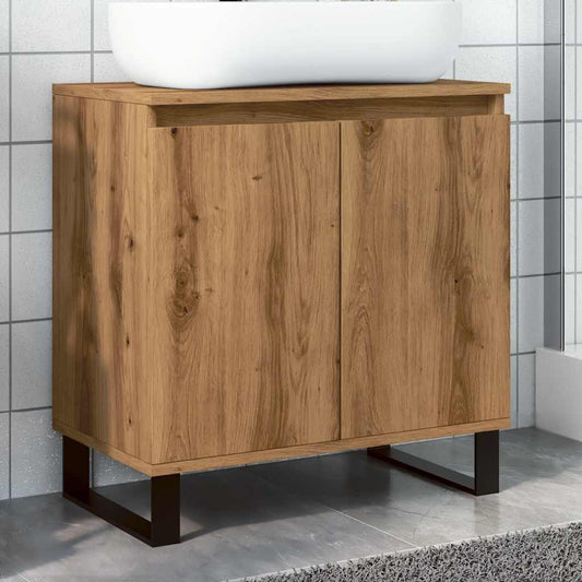 Badkamerkast 58x33x60 cm bewerkt hout artisanaal eikenkleurig is nu te koop bij PeponiXL, paradijselijk wonen!