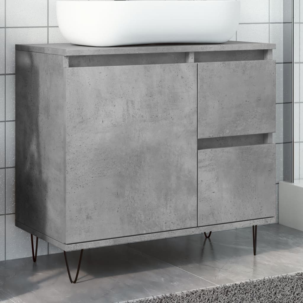 Badkamerkast 65x33x60 cm bewerkt hout betongrijs is nu te koop bij PeponiXL, paradijselijk wonen!