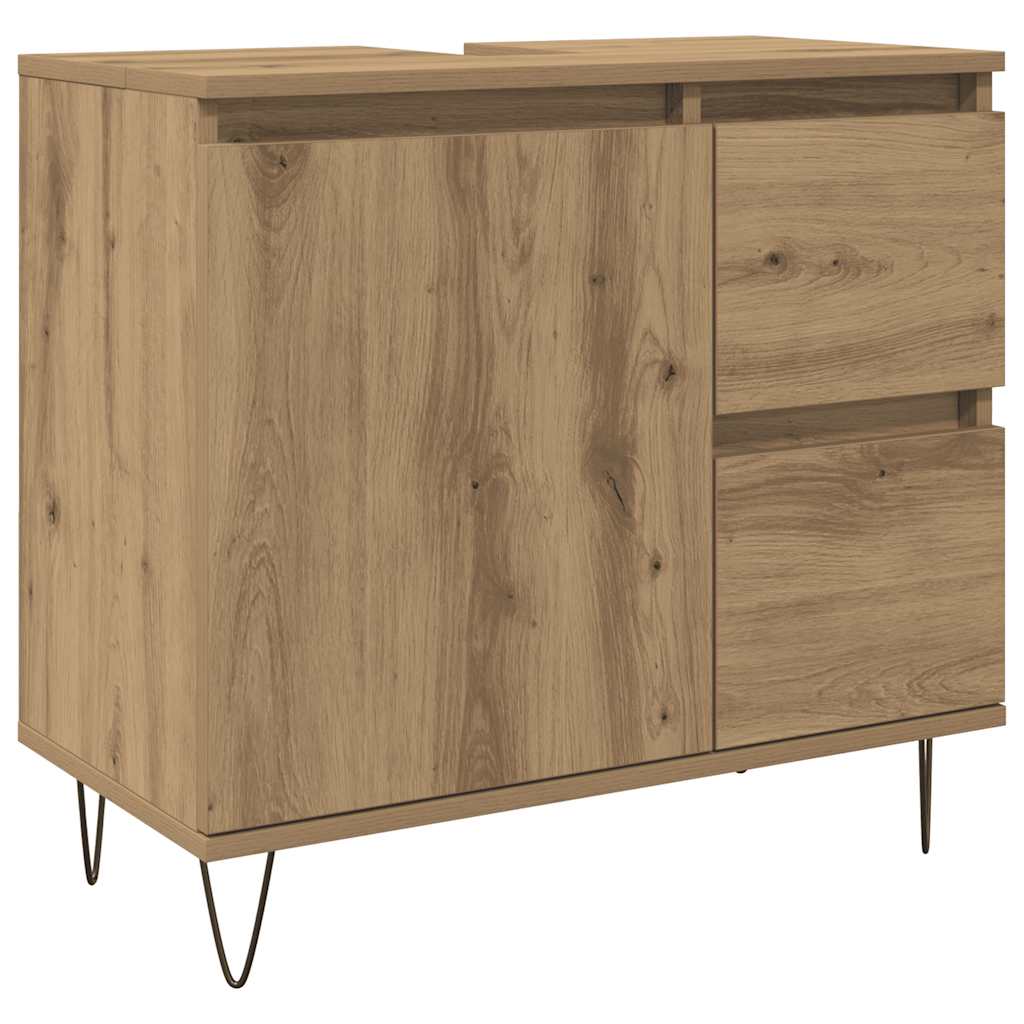 Badkamerkast 65x33x60 cm bewerkt hout artisanaal eikenkleurig is nu te koop bij PeponiXL, paradijselijk wonen!