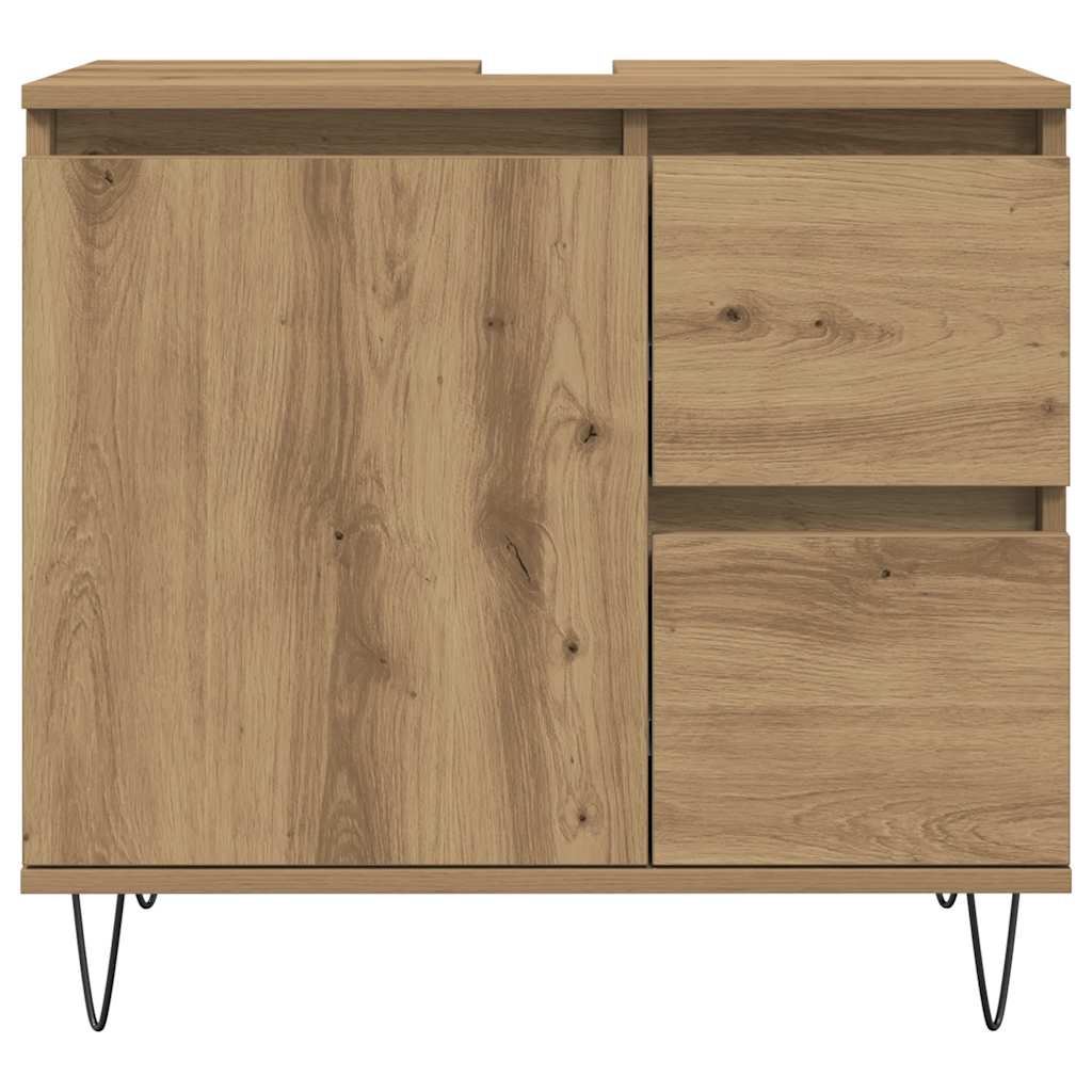 Badkamerkast 65x33x60 cm bewerkt hout artisanaal eikenkleurig is nu te koop bij PeponiXL, paradijselijk wonen!