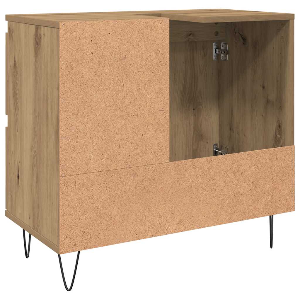 Badkamerkast 65x33x60 cm bewerkt hout artisanaal eikenkleurig is nu te koop bij PeponiXL, paradijselijk wonen!