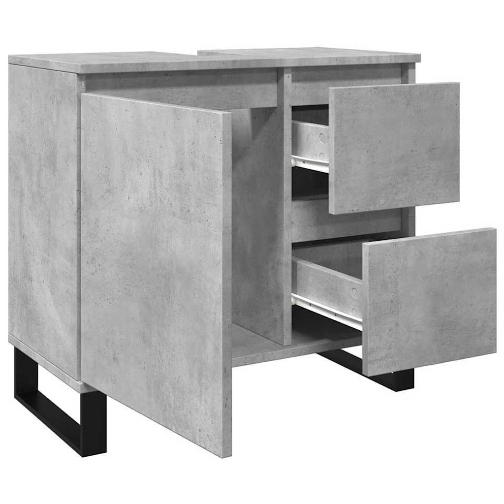 Badkamerkast 65x33x60 cm bewerkt hout betongrijs is nu te koop bij PeponiXL, paradijselijk wonen!