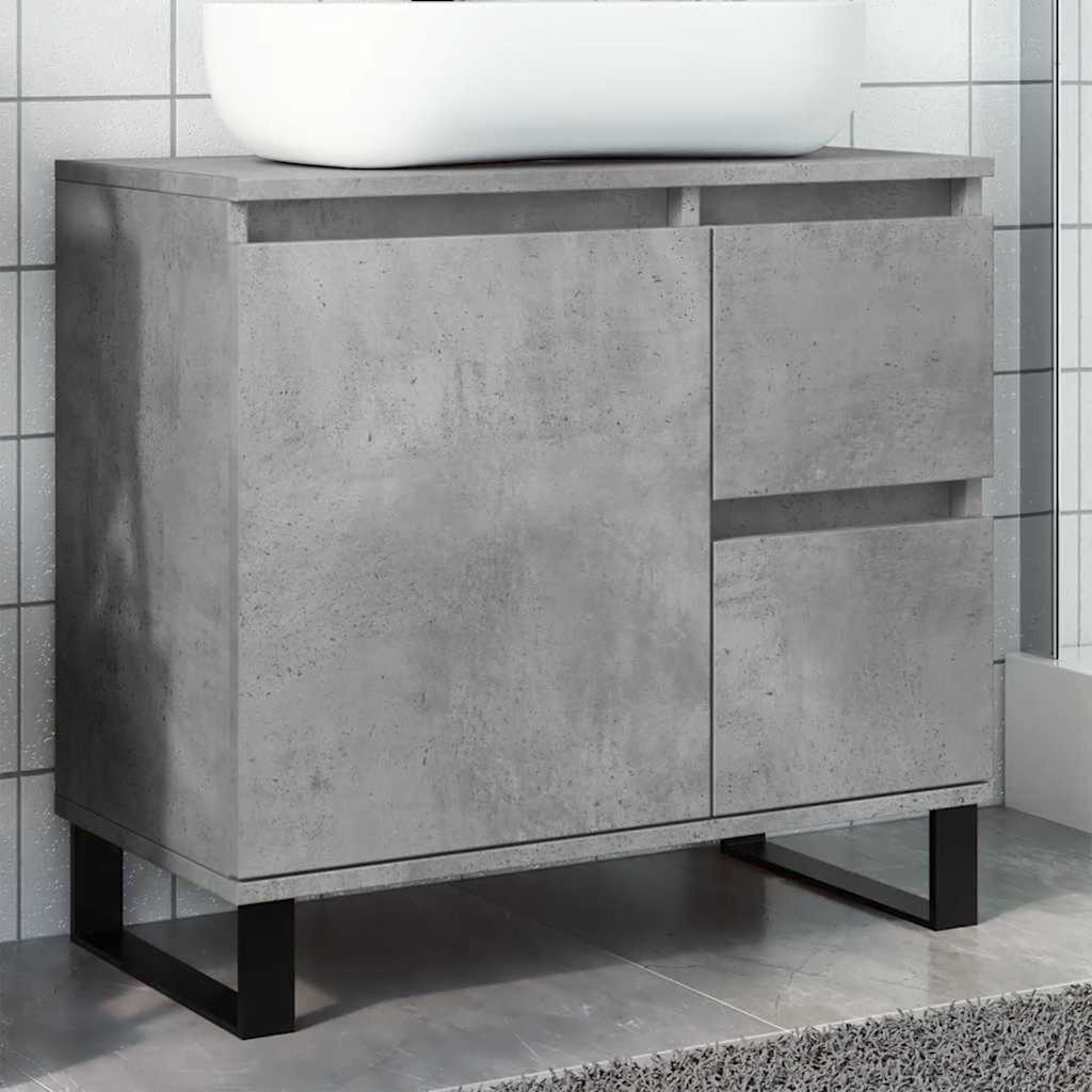 Badkamerkast 65x33x60 cm bewerkt hout betongrijs is nu te koop bij PeponiXL, paradijselijk wonen!